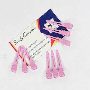 Pinzas para el cabello rosa claro de una sola punta Juego de 10 piezas Acero inoxidable Etiqueta privada sostenible Alta calidad para extensiones de cabello - Product Image 5