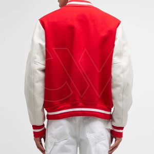Vente en gros Veste Letterman Varsity à manches en cuir uni personnalisée de haute qualité pour hommes - Product Image 3