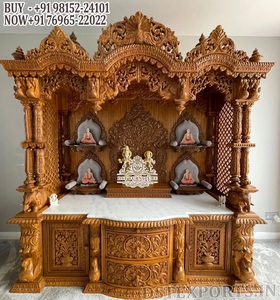 Buy Traditional Walnut Polish <b>Teak</b> <b>Wood</b> Hand Carved Mandir/Temple Home Decor Customized Size <b>Sale</b> - Product Image 3
