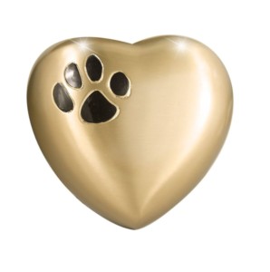 งานหัตถกรรมอินเดียกล่องโลหะโกศรูปหัวใจทำจากทองเหลืองพร้อมแผ่นอุ้งเท้าพิมพ์รูปอุ้งเท้าที่ระลึกสำหรับงานศพ - Product Image 3