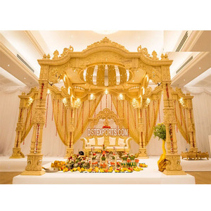 Elegante Mandap de Madera Tallada para Bodas con Cúpula, Último Modelo de Mandap de Madera Maharani para Bodas Indias en el Reino Unido - Product Image 1
