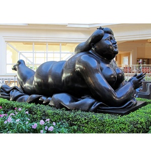 Statue de femme obèse allongée en bronze, art moderne de grande taille pour l'extérieur, sculpture de Fernando Botero pour la place de la ville - Product Image 4