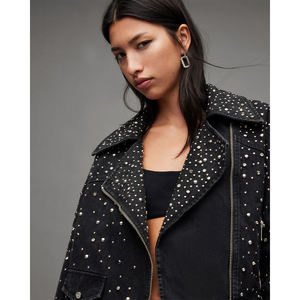 แจ็กเก็ตผ้าเดนิมปักลายดอกไม้สำหรับผู้หญิงเสื้อแจ็กเก็ตผ้าเดนิมระบายอากาศได้ผ้าคอตตอนย้อมสีต่ำสำหรับฤดูหนาว - Product Image 3