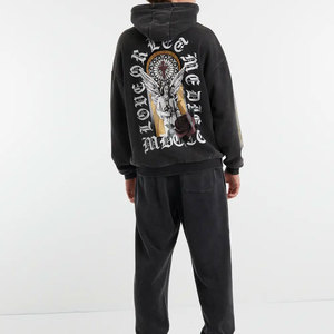 Sudadera con capucha extragrande de forro polar grueso con cremallera para hombre, estilo urbano, 100% algodón mezclado, invierno - Product Image 6