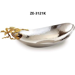 Bol en métal de qualité supérieure avec finition martelée, décoration de luxe, bol écologique, pièce de présentation pour l'exportation, bol à bordure plaquée pour mariage, vente en gros, sûr - Product Image 2