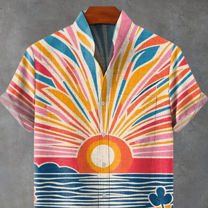 2025 Men's Luxury Elegant <b>Retro</b> Art Summer Short Sleeve for Polo Shirt Comfortable Casual Button Top Made from Jersey <b>Fabric</b> - Product Image 2