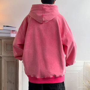 Vente directe d'usine, sweats à capuche délavés à l'acide, 100% coton, respirants et confortables pour l'hiver, logo personnalisé, couleur unie - Product Image 4