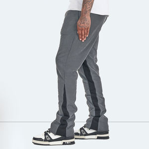 Pantalon évasé vintage streetwear en molleton de haute qualité pour hommes, coupe droite mi-haute, effet moustache, avec cordon de serrage – Vente en gros - Product Image 2