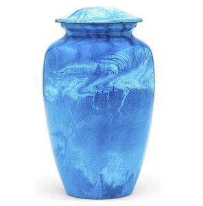 Urna Funeraria de Metal (Latón/Aluminio) Azul Océano con Esmalte para Cenizas Humanas de Adultos - Product Image 3