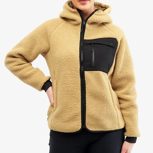 Sweat-shirts à capuche en tricot imprimé surdimensionné pour femmes, 100% coton sherpa, streetwear d'automne, demi-zip, polaire d'hiver, cordon de serrage - Product Image 5