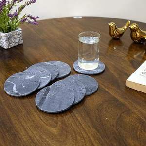 High Quality Modern Design Stone Coasters round Blue Color For Dining <b>Kitchen</b> Office Desktop Use Quality Mats & Pads <b>Accessories</b> - Product Image 1