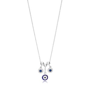 Pendentif de collier shaker en émail œil perlé, motif œil turc, bijoux artisanaux en argent sterling 925, vente en gros - Product Image 4