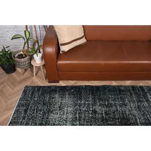 Tapis turc vintage 2x9,4 pieds, tapis oriental en laine noire - Product Image 4