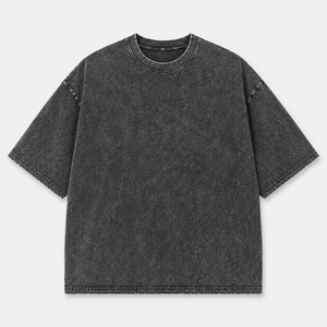 T-shirt homme à manches courtes coupe classique en jersey tricoté polyester/coton lavé, col rond, couleur unie, anti-boulochage, style streetwear - Product Image 1