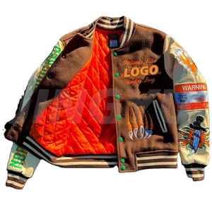 Personnalisable Hommes XL Laine Chenille Broderie Col Montant Vintage Baseball Letterman Design Boutonné Varsity Jacket pour l'Hiver - Product Image 6