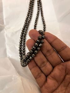 สร้อยคอลูกปัดกลมเหลี่ยมเพชรพลอยสีดำธรรมชาติเครื่องประดับเพชรที่สง่างาม - Product Image 4