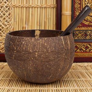 Tazón para Servir Estilo Cáscara de Coco, Decoración Natural y Ecológica para Mesa de Comedor, para Servir Ensaladas, Aperitivos, Frutas y Uso Diario - Product Image 1