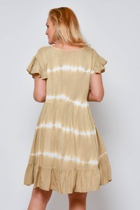 ชุดเดรสแขนสั้นผ้าเรยอนมัดย้อมสำหรับผู้หญิงใส่ไปทะเลฤดูร้อนเดรสคอวีสวมใส่สบายๆและฤดูร้อน - Product Image 5