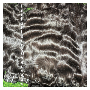 Extensiones de cabello sin procesar de doble trama alineadas con cutículas de un solo donante humano indio crudo de onda Natural de alta calidad - Product Image 2