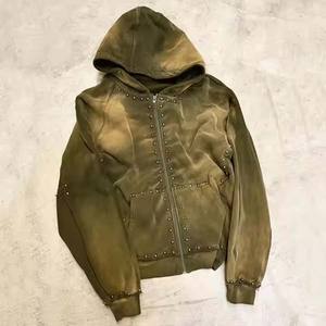 Nueva tendencia de piedra con tipo crudo angustiado para hombres personalizado más transpirable estilo único sudadera OEM Sudadera con capucha lavado ácido liso - Product Image 6