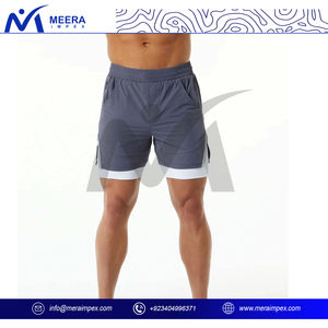 Pantalones cortos deportivos de gimnasio para hombre, ligeros, transpirables, que absorben la humedad, tela de secado rápido, cintura elástica, bolsillos con cremallera - Product Image 2