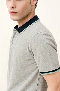 Camisetas Polo Personalizadas con Cuello Personalizado, Camisetas Polo Personalizadas en Negro y Naranja, 220 Gsm, Camiseta con Logotipo Personalizado para Hombre - Product Image 5