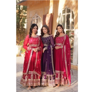 Vestido Anarkali de diseño premium con encaje detallado: una opción elegante para fiestas nocturnas y celebraciones a precio mayorista - Product Image 1