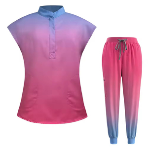 Tenues d'uniformes médicaux en coton de couleur violette pour infirmières et médecins d'hôpital |   Tenues médicales confortables à manches courtes avec logo personnalisé pour - Product Image 1