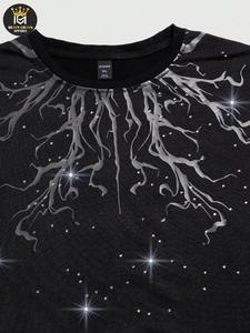 T-shirts pour hommes en coton 100% à imprimé strass, nouvelle conception, coupe ample, respirants, écologiques, à manches courtes, personnalisables, vente en gros - Product Image 6