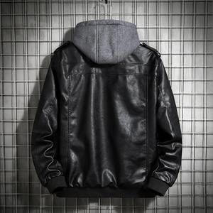 Veste en cuir PU à capuche en gros, veste de mode personnalisée pour hommes, veste à fermeture éclair multi-poches, fabricant de vestes pour hommes - Product Image 5