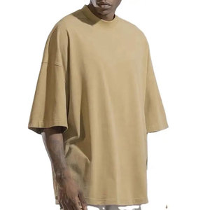 Top corto extragrande de gran tamaño de 100% algodón para hombre, camiseta de estilo urbano con hombros caídos y ajuste cuadrado personalizado - Product Image 5