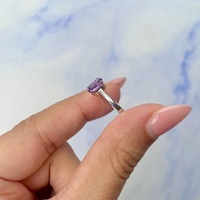 Bague de fiançailles vintage islamique en argent 925 plaqué rhodium avec améthyste naturelle taille ovale et sertissage à griffes, certifiée par un tiers