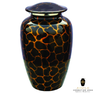 Urna funeraria negra hecha a mano con estampado dorado de 10 pulgadas con bolsa de terciopelo, diseño ecológico y personalizable - Product Image 1