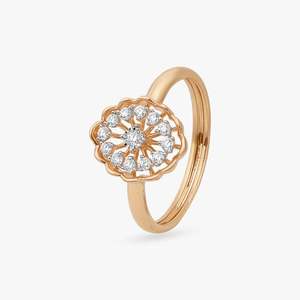 Anillo de dedo con diseño floral para mujer, con diamante cultivado en laboratorio de corte redondo, elegante diseño de flor, oro rosa de 18 quilates - Product Image 3
