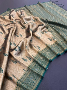 Exclusivo diseñador de boutique indio Banarasi Sari de seda para adultos nupcial elegante clásico étnico desgaste bodas fiestas ropa de mujer - Product Image 2