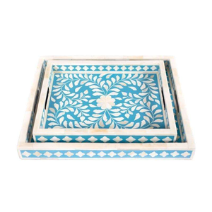 Plateau de service rectangulaire de luxe en incrustation d'os Art Déco, vase de table fait à la main par SANIYA HANDICRAFT - Product Image 6