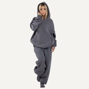 Wholesale <b>Oversized</b> Breathable Street Style Hoodie Sweatpants <b>Jogger</b> Set Custom Logo/Colors Heavyweight Fleece for Men Women - Product Image 3