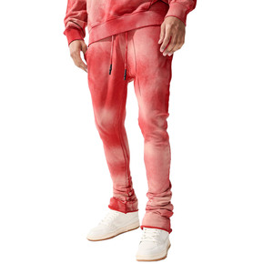 Nuevos pantalones de chándal apilados para hombre, diseño holgado de pierna ancha de nailon personalizado, cintura media, estilo frontal plano, lavado medio - Product Image 2