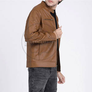 Chaqueta de Cuero Vacuno para Hombre, Estilo Urbano, Tallas Grandes, Cuello Alto, Impermeable, Transpirable, de Secado Rápido, Personalizable, para Invierno - Product Image 5