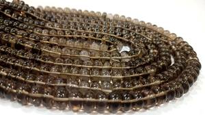 Cuentas de piedras preciosas de 8mm de cuarzo ahumado natural Rondelle lisas, vendidas por hebra, 8 pulgadas de largo, cuentas para hacer joyas de gran calidad - Product Image 3