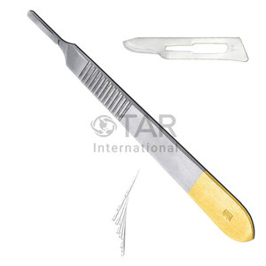 10 lames de chirurgie stériles #15 avec couteau scalpel #3 demi-manche en or pour la chirurgie dentaire médicale coupant les instruments médicaux - Product Image 5