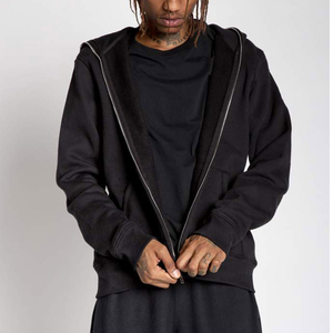 Jersey para hombre con cremallera de gran tamaño Unisex peso pesado 100% algodón polar negro personalizado cremallera completa en blanco con registro en relieve - Product Image 3