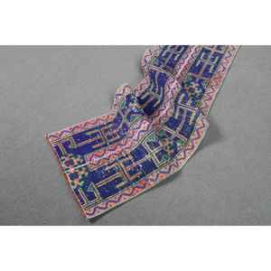 Alfombra Turca de 1.5x10.1 pies, Alfombra Vintage, Alfombra de Lana Azul Ombré - Product Image 4