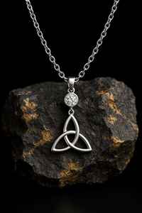 925 Sterling <b>Silver</b> 14k Gold Plated Triple Knot <b>Necklace</b> Zircon Dainty Celtic Triquetra Pendant Christian Irish Symbol Unisex - Product Image 2