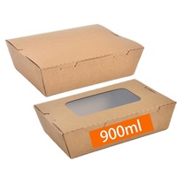 Boîtes alimentaires jetables personnalisées OEM en papier kraft écologique 900 ml, multi-compartiments, avec pelliculage mat pour sushis et snacks, taille personnalisée