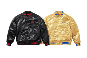 Veste universitaire unisexe vintage personnalisée en gros, légère, 100% polyester satiné, finition dorée brillante, coupe-vent, bomber - Product Image 4