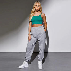 65% coton 35% polyester coupe décontractée taille haute recharge petit ami survêtement gris clair chiné femmes survêtement bas respirant - Product Image 4