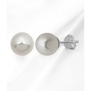 Nouveauté : Boucles d'oreilles en argent sterling 925 avec perle de coquillage de 8 mm, blanches, forme impeccable, provenant de Turquie - Product Image 5