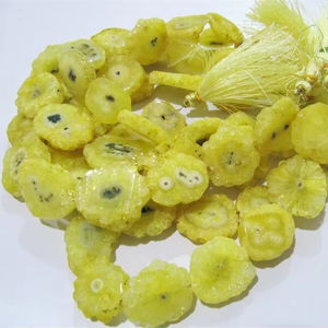 ลูกปัดหินควอตซ์แสงอาทิตย์สีเลมอนธรรมชาติขนาดประมาณ20ถึง30มม. จำหน่ายต่อเส้นยาว10นิ้ว - Product Image 1