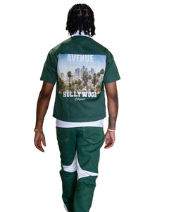 Custom Logo Summer <b>Men's</b> Set Two-Way <b>Zip</b> Canvas Cargo Shirt and Jogging Sweatpants Casual Two Piece Training Wear Big <b>Pocket</b> Set - Product Image 3